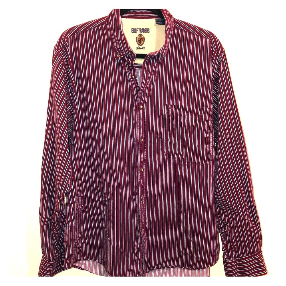 Gulf Traders Casual Striped Button-Down Shirt